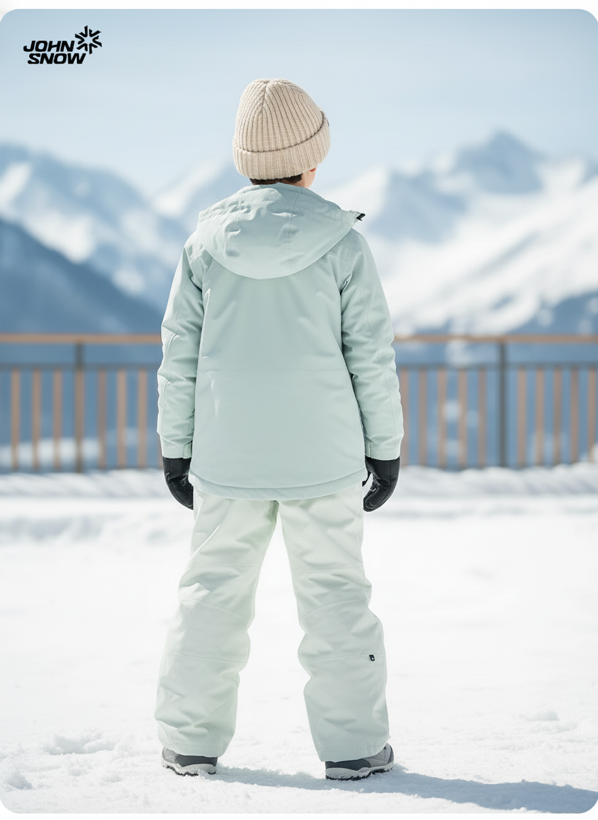 Pantalon De Ski Enfant Beige Imperméable Thermique Bretelles - Polyester - vue 2