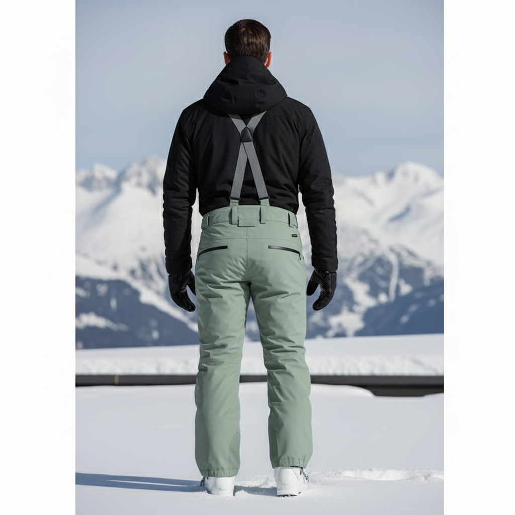 Pantalon De Ski Vert Imperméable Coupe Droite Homme - Polyester - vue 2