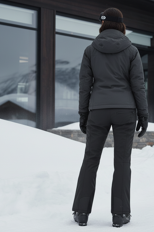 Pantalon De Ski Noir Déperlant Coupe Droite Femme Hiver - Polyester - vue 2