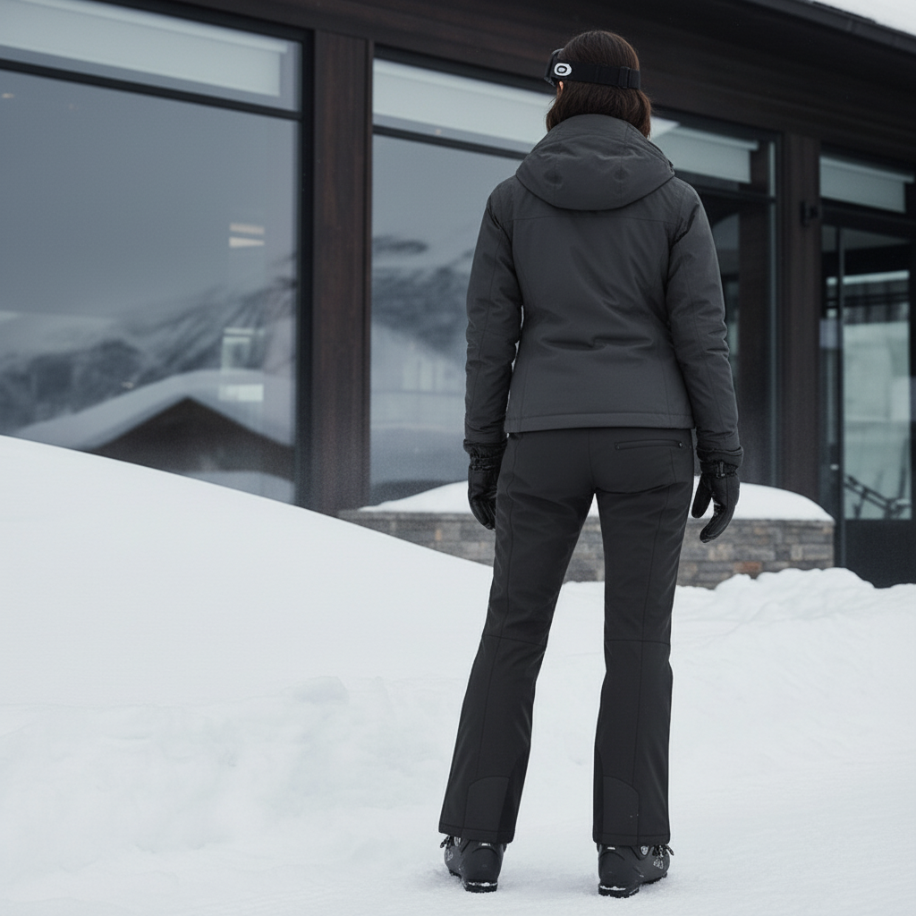 Pantalon De Ski Noir Déperlant Coupe Droite Femme Hiver - Polyester - vue 2