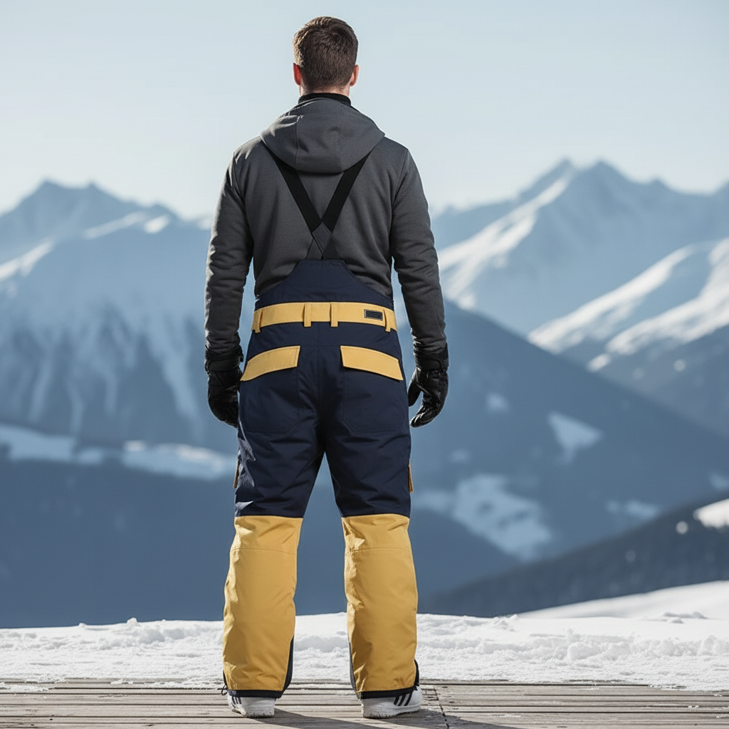 Pantalon De Ski Bicolore Bleu Jaune Salopette Ample Unisexe - Multicolore Polyester - vue 2