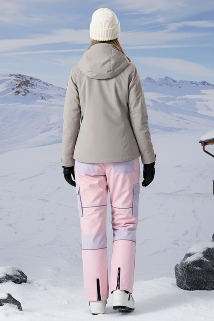Pantalon De Ski Rose Lilas Imperméable Cargo Unisexe - Multicolore Polyester - vue 2