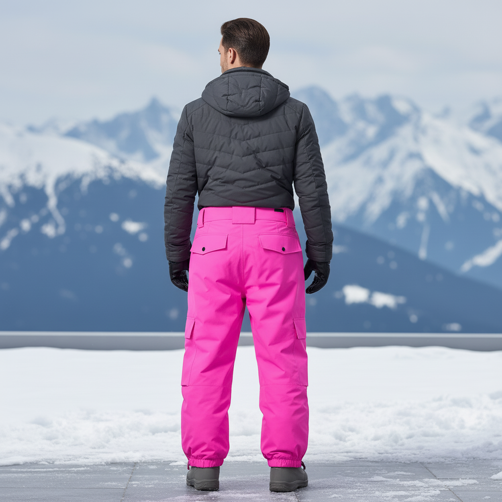Pantalon De Ski Rose Vif Ample Imperméable Cargo - Polyester - vue 2
