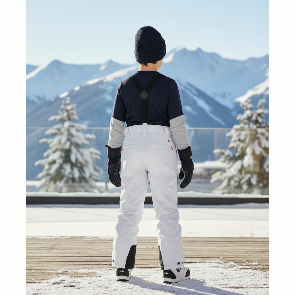 Pantalon De Ski Blanc Enfant Imperméable Bretelles Ample - Polyester - vue 2