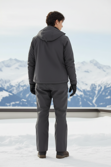 Pantalon De Ski Gris Foncé Imperméable Bretelles Ajustables Homme - Polyester - vue 2
