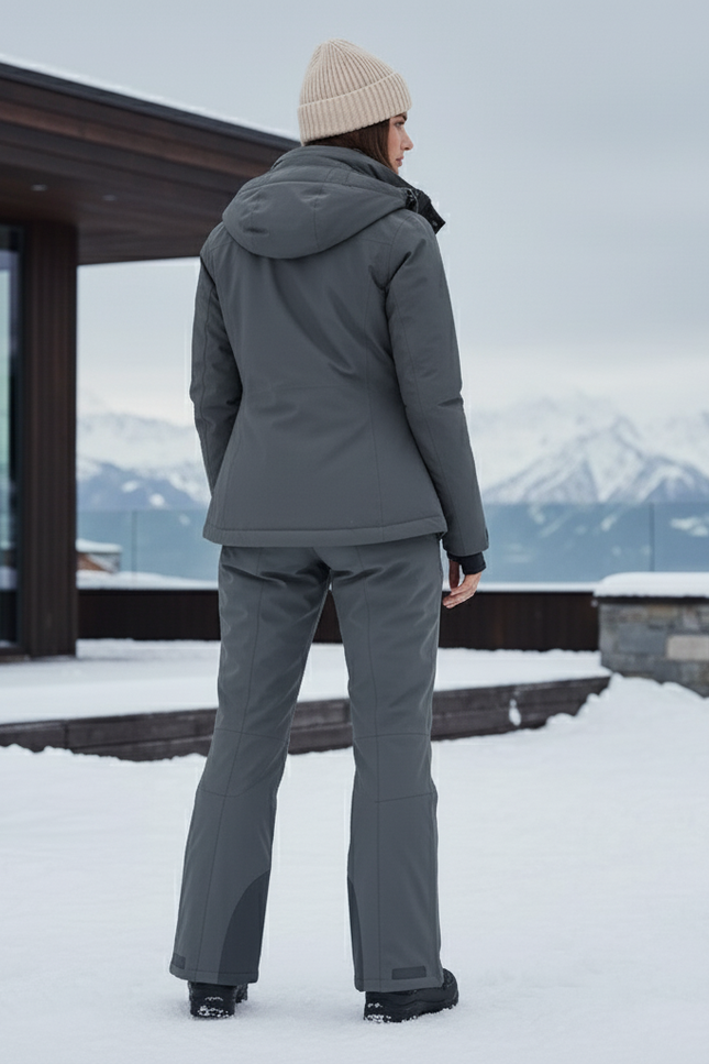 Pantalon De Ski Gris Coupe Droite Imperméable Bretelles Femme - Polyester - vue 2