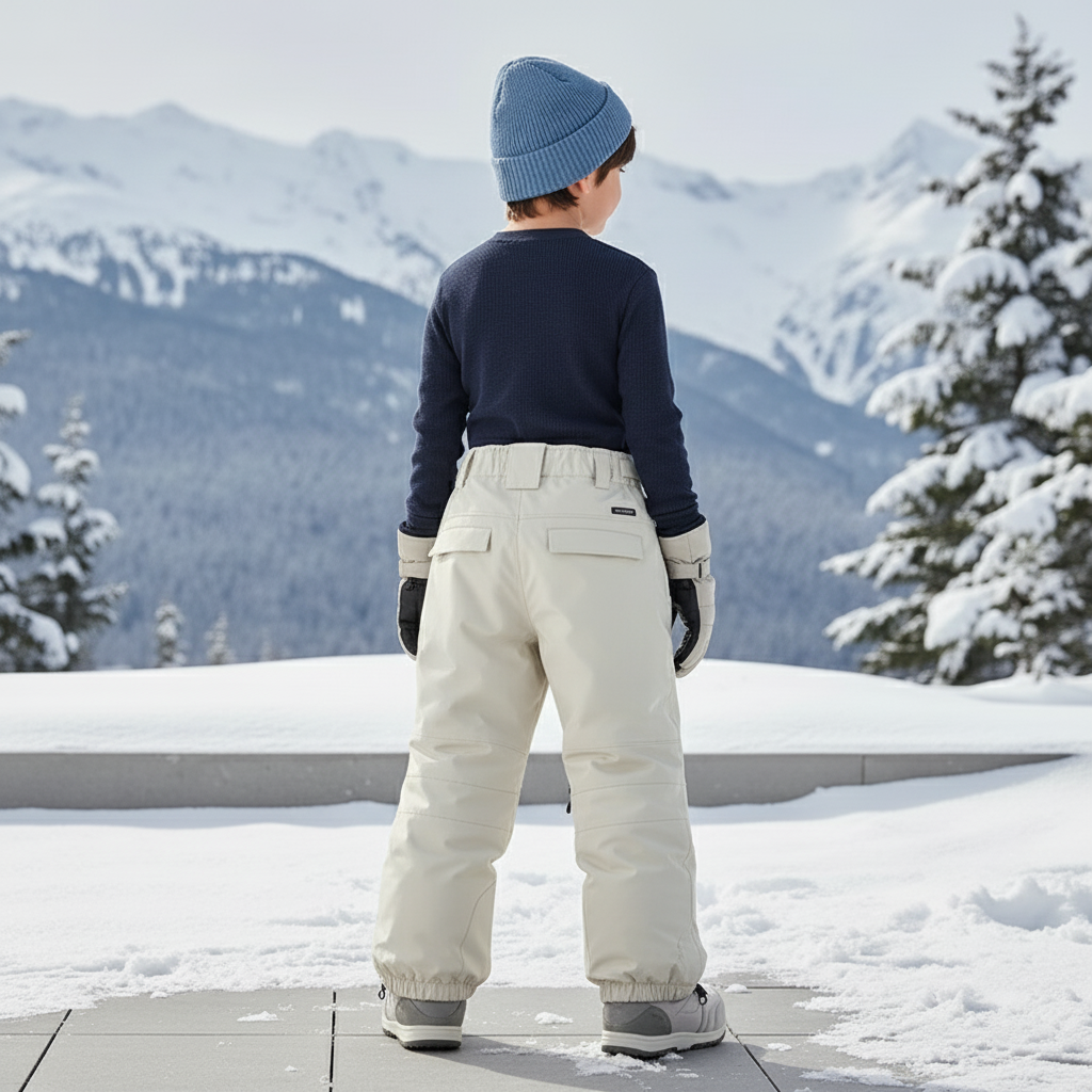 Pantalon De Ski Enfant Beige Imperméable Chaud Ample - Polyester - vue 2