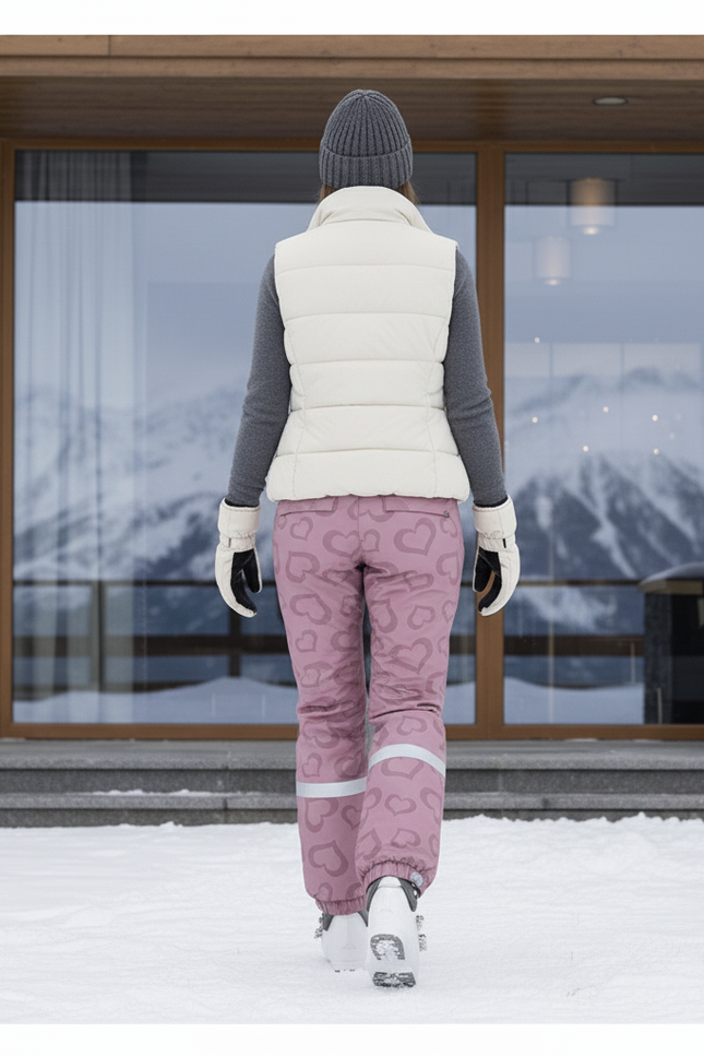 Pantalon De Ski Rose Cœur Imperméable Femme Moderne - Polyester - vue 2