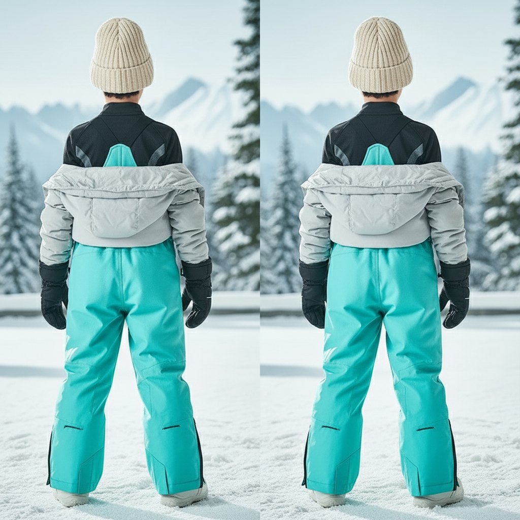 Pantalon De Ski Enfant Turquoise Imperméable Bretelles Matelassé - Vert Polyester - vue 2