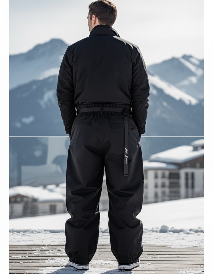 Pantalon De Ski Noir Ample Imperméable Respirant Unisexe - Polyester - vue 2