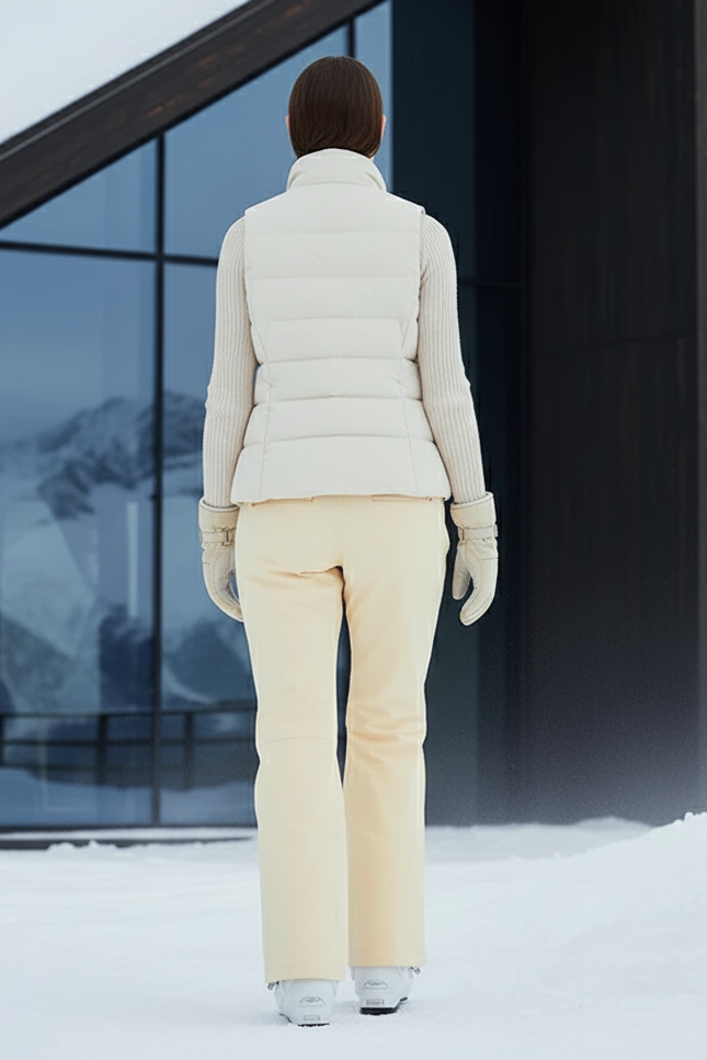 Pantalon De Ski Crème Femme Imperméable Chaud Hiver - Beige Polyester - vue 2