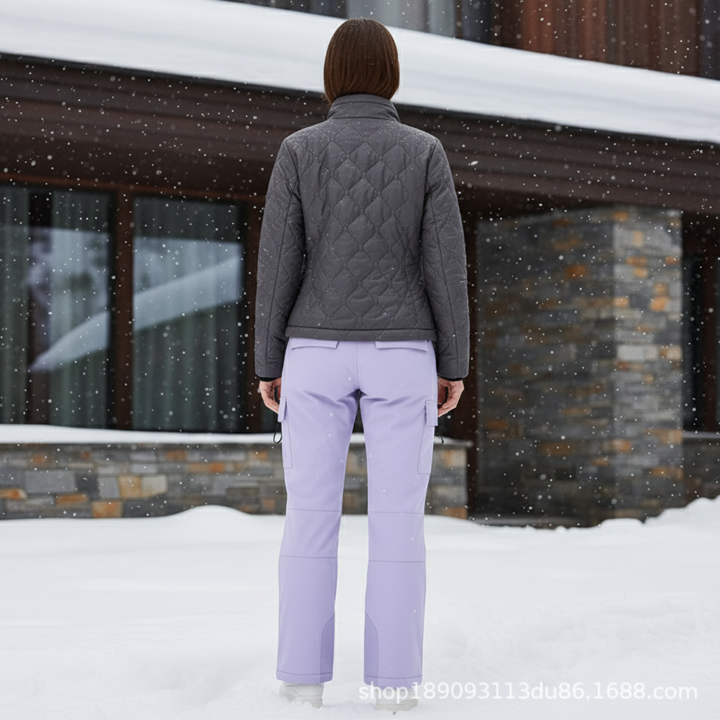 Pantalon De Ski Lilas Droit Imperméable Femme Hiver - Violet Polyester - vue 2