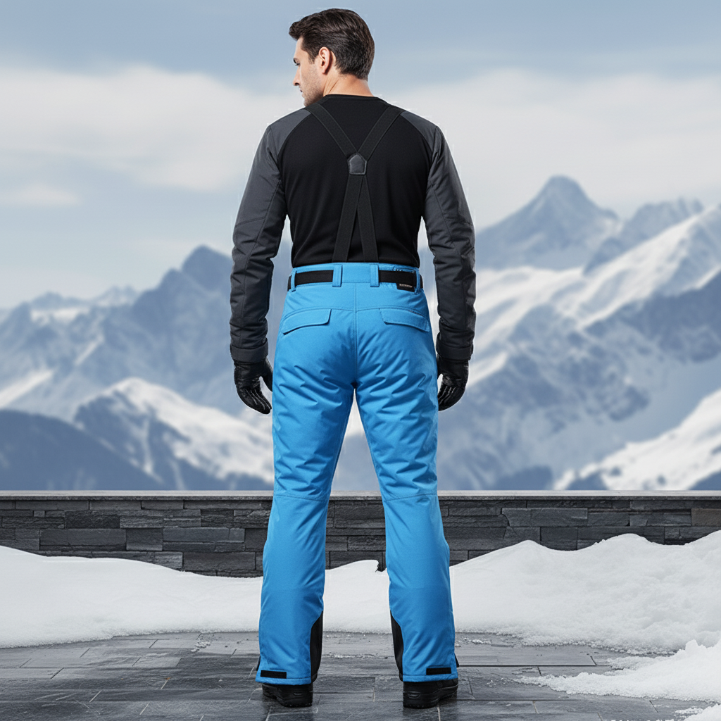 Pantalon De Ski Homme Bleu Imperméable Bretelles - Polyester - vue 2