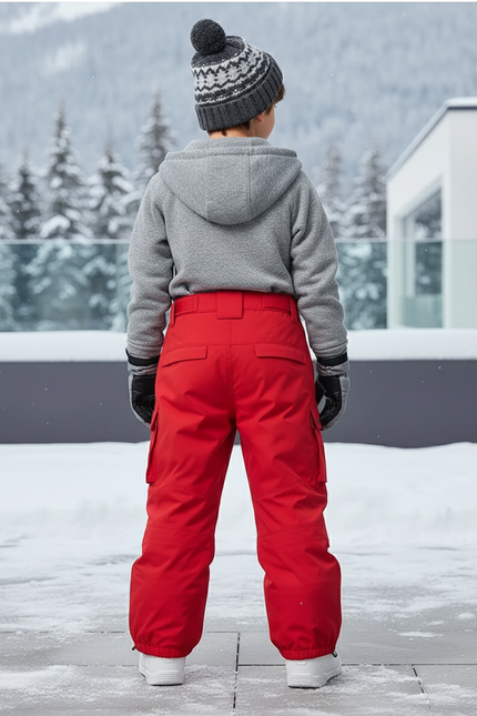 Pantalon De Ski Rouge Ample Imperméable Cargo Enfant - Polyester - vue 2