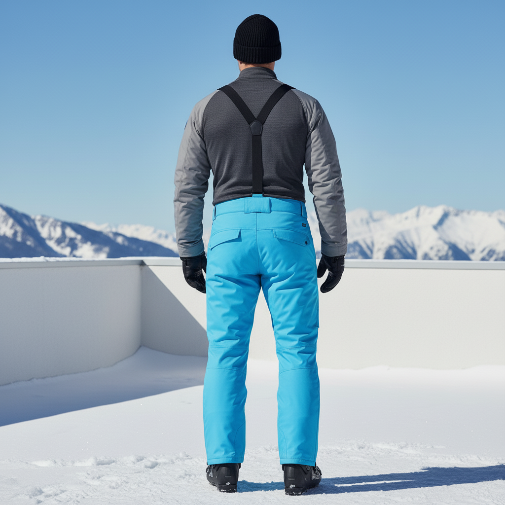 Pantalon De Ski Bleu Cargo Imperméable Bretelles Homme - Polyester - vue 2