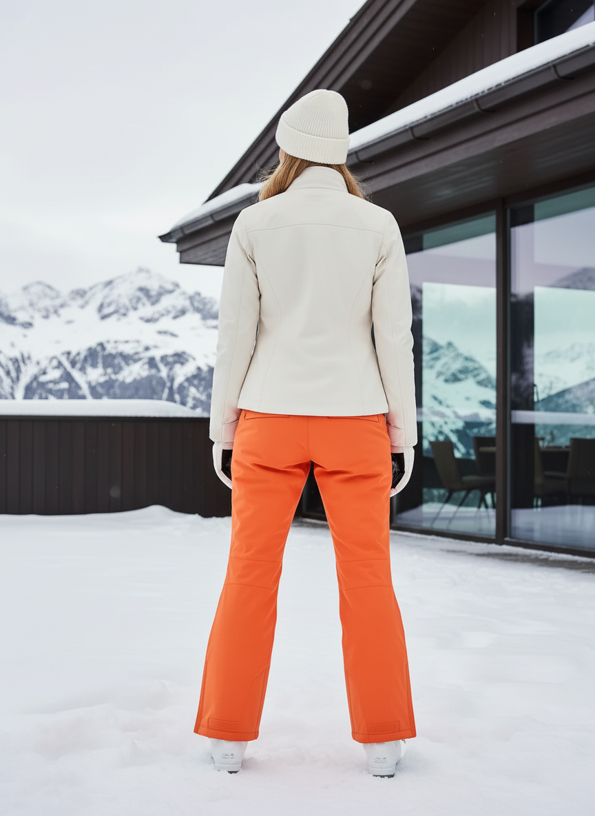 Pantalon De Ski Orange Imperméable Coupe Droite Femme Hiver - Polyester - vue 2
