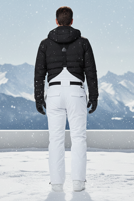 Pantalon De Ski Blanc Imperméable Bretelles Homme Neige - Polyester - vue 2