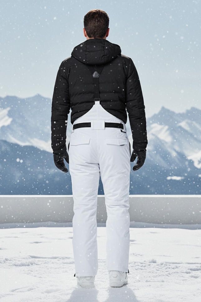Pantalon De Ski Blanc Imperméable Bretelles Homme Neige - Polyester - vue 2