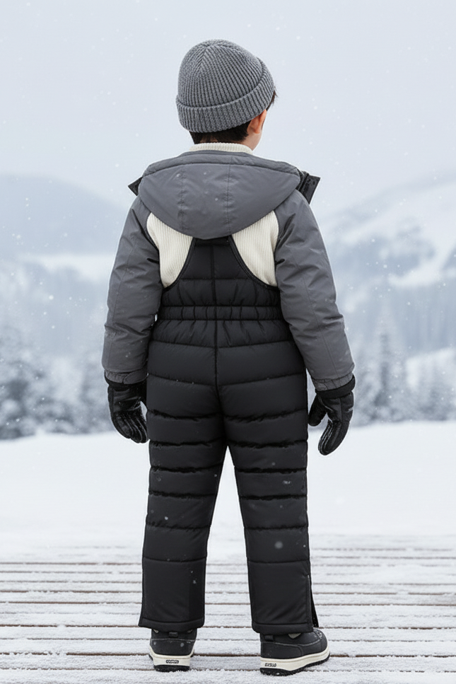 Pantalon De Ski Noir Matelassé Bretelles Enfant - Polyester - vue 2