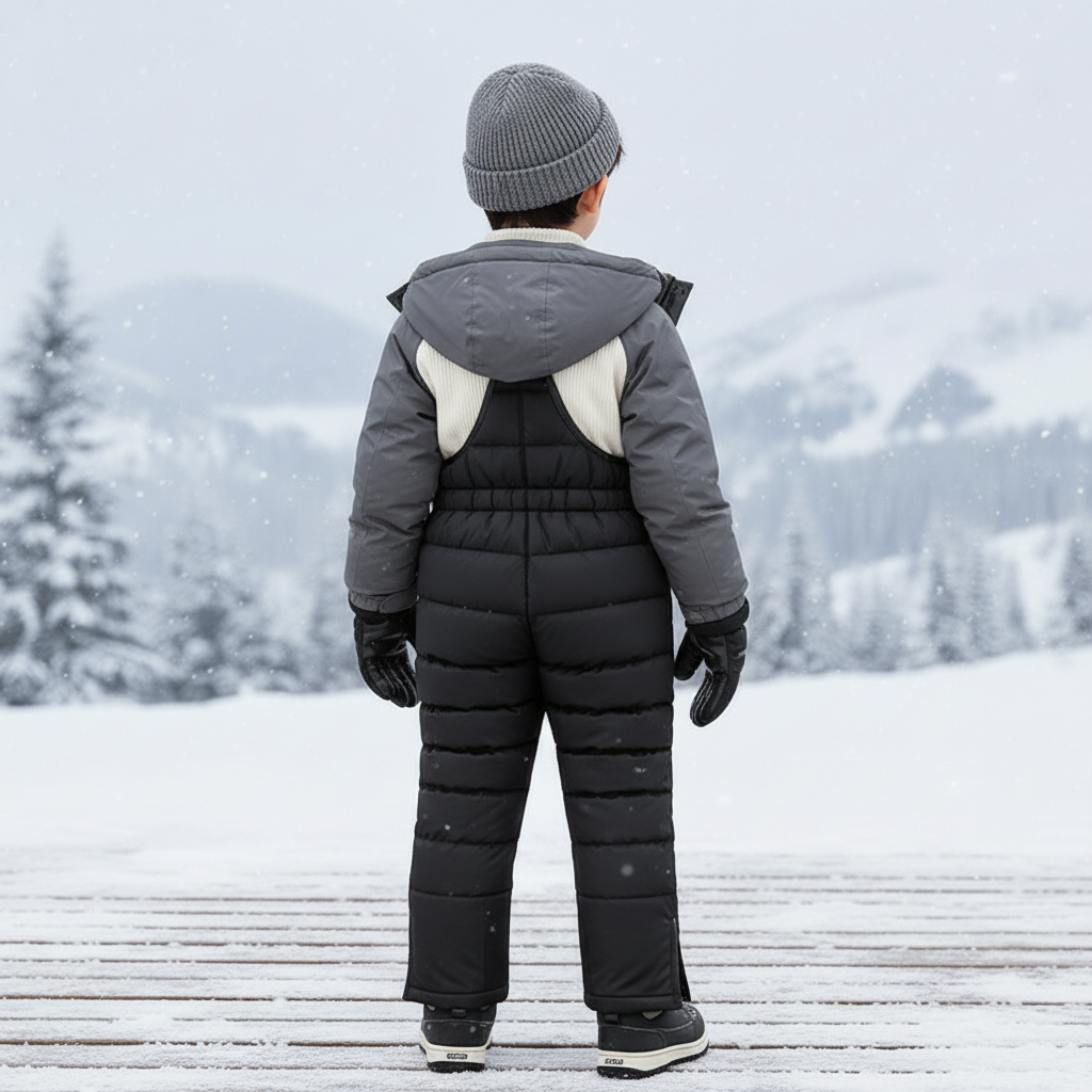 Pantalon De Ski Noir Matelassé Bretelles Enfant - Polyester - vue 2