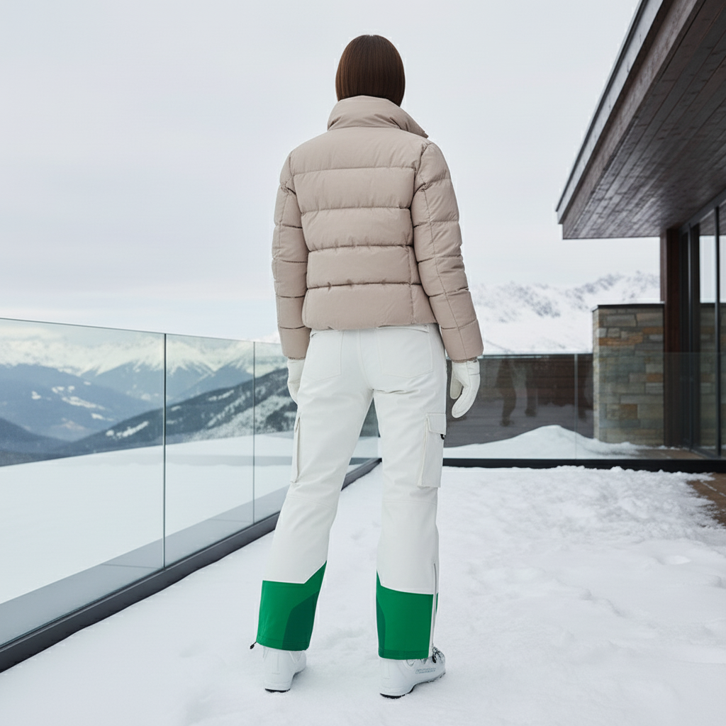 Pantalon De Ski Blanc Vert Cargo Imperméable Femme - Polyester - vue 2