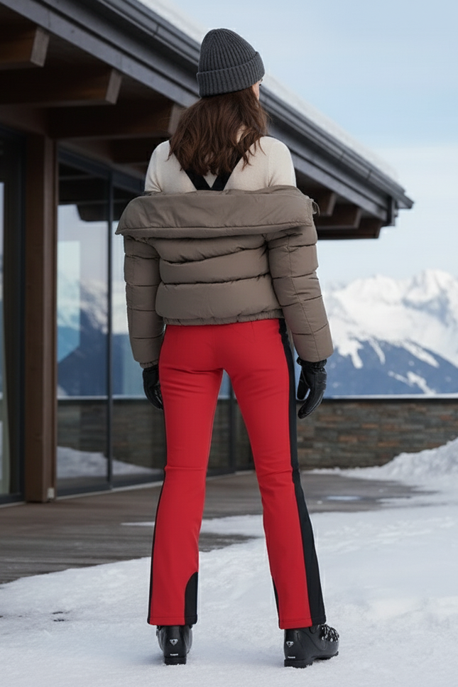 Pantalon De Ski Rouge Slim Femme Bretelles - Polyester - vue 2