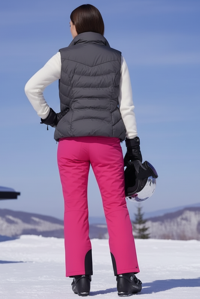 Pantalon De Ski Rose Femme Imperméable Chaud Coupe Droite - Polyester - vue 2