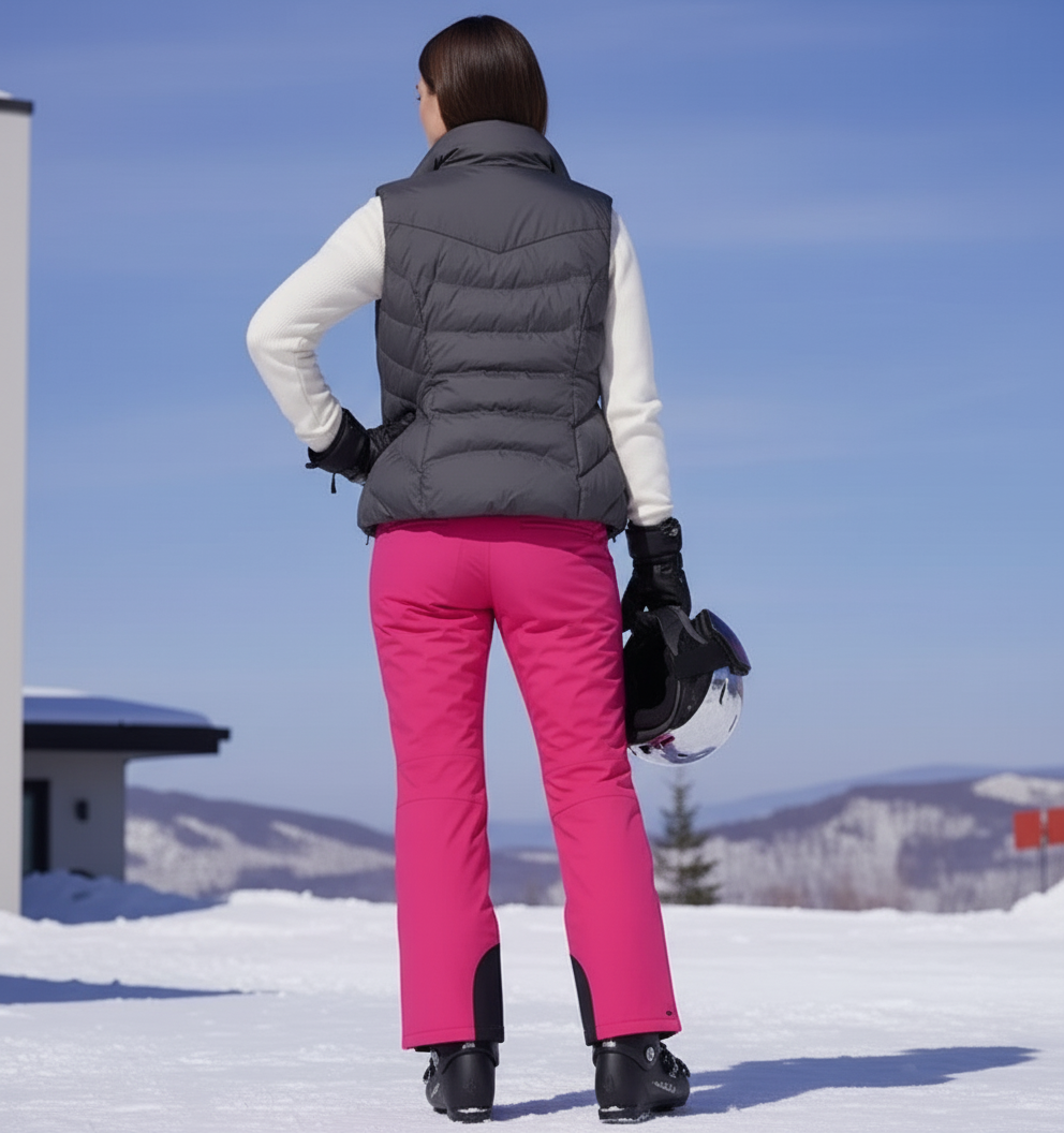 Pantalon De Ski Rose Femme Imperméable Chaud Coupe Droite - Polyester - vue 2
