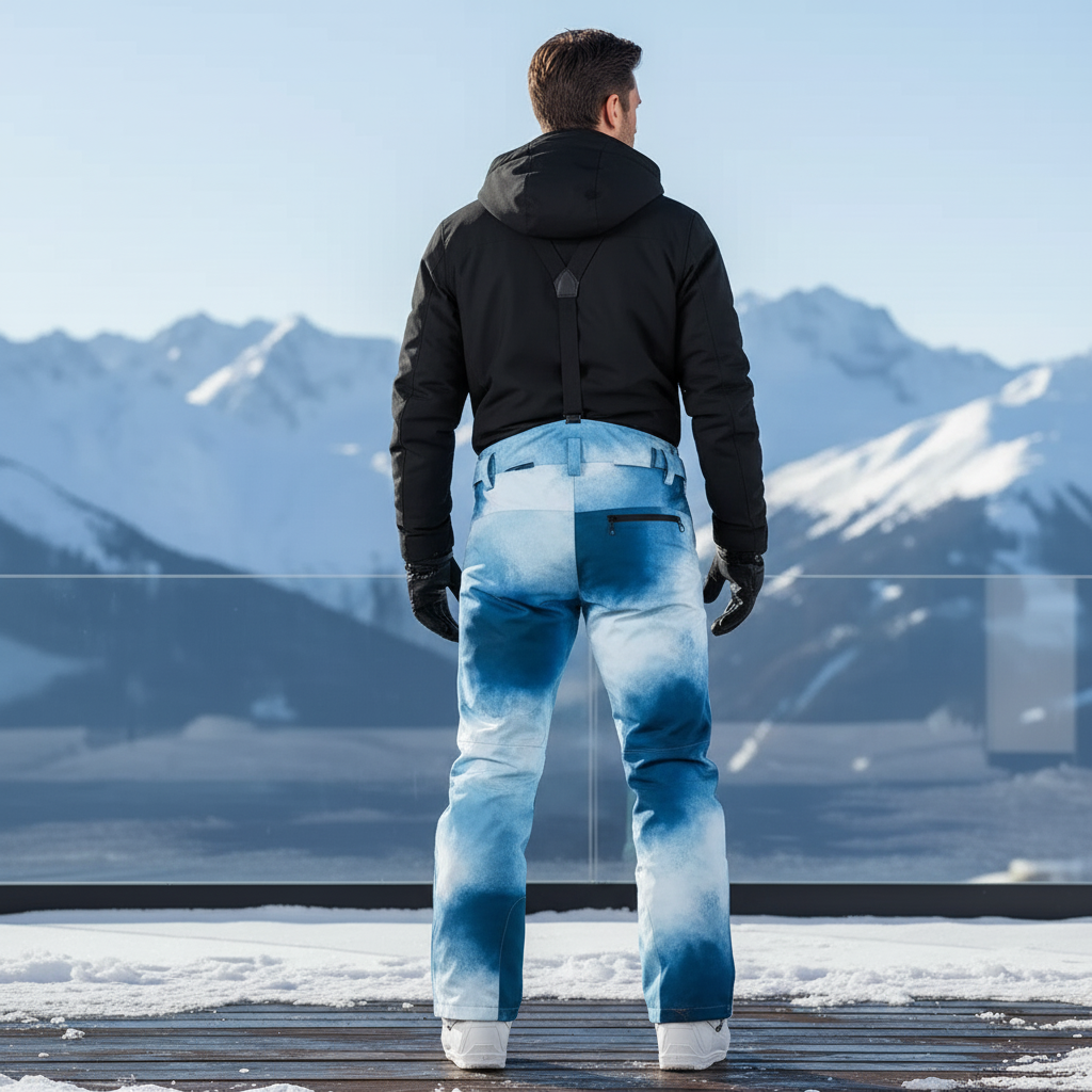 Pantalon De Ski Imperméable Bleu Motif Ciel Homme - Polyester - vue 2