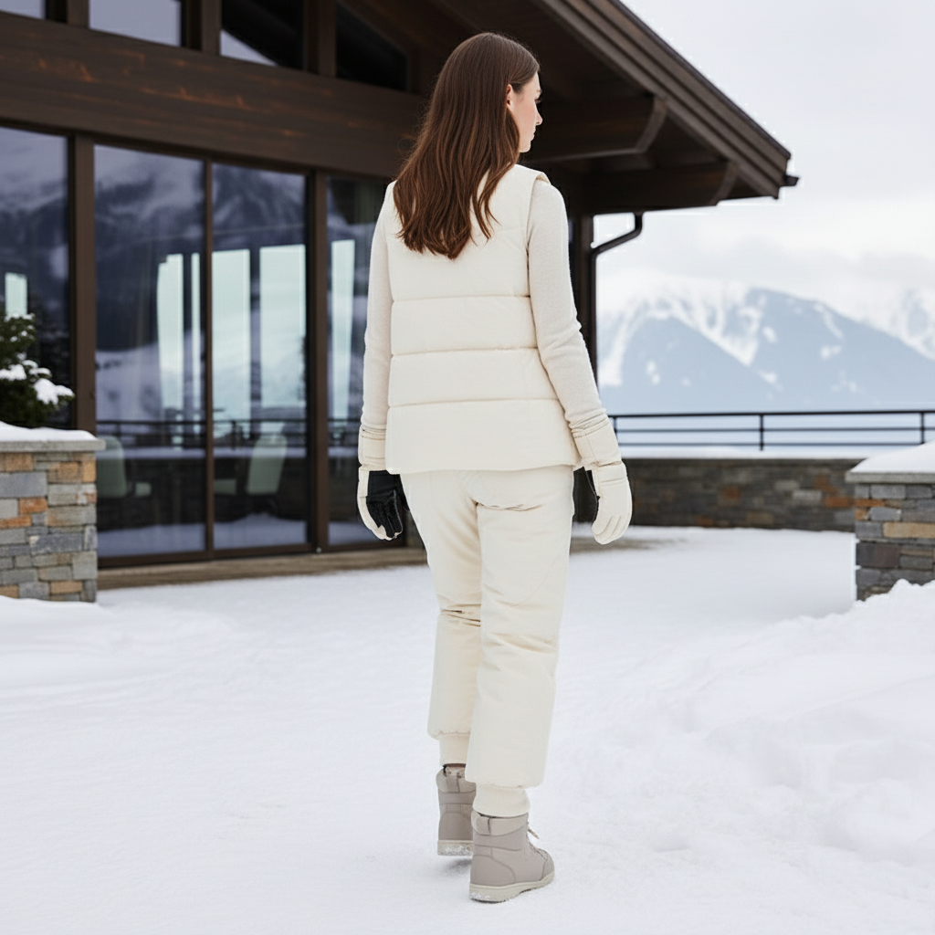 Pantalon De Ski Crème Imperméable Femme Ajusté Hiver - Beige Polyester - vue 2