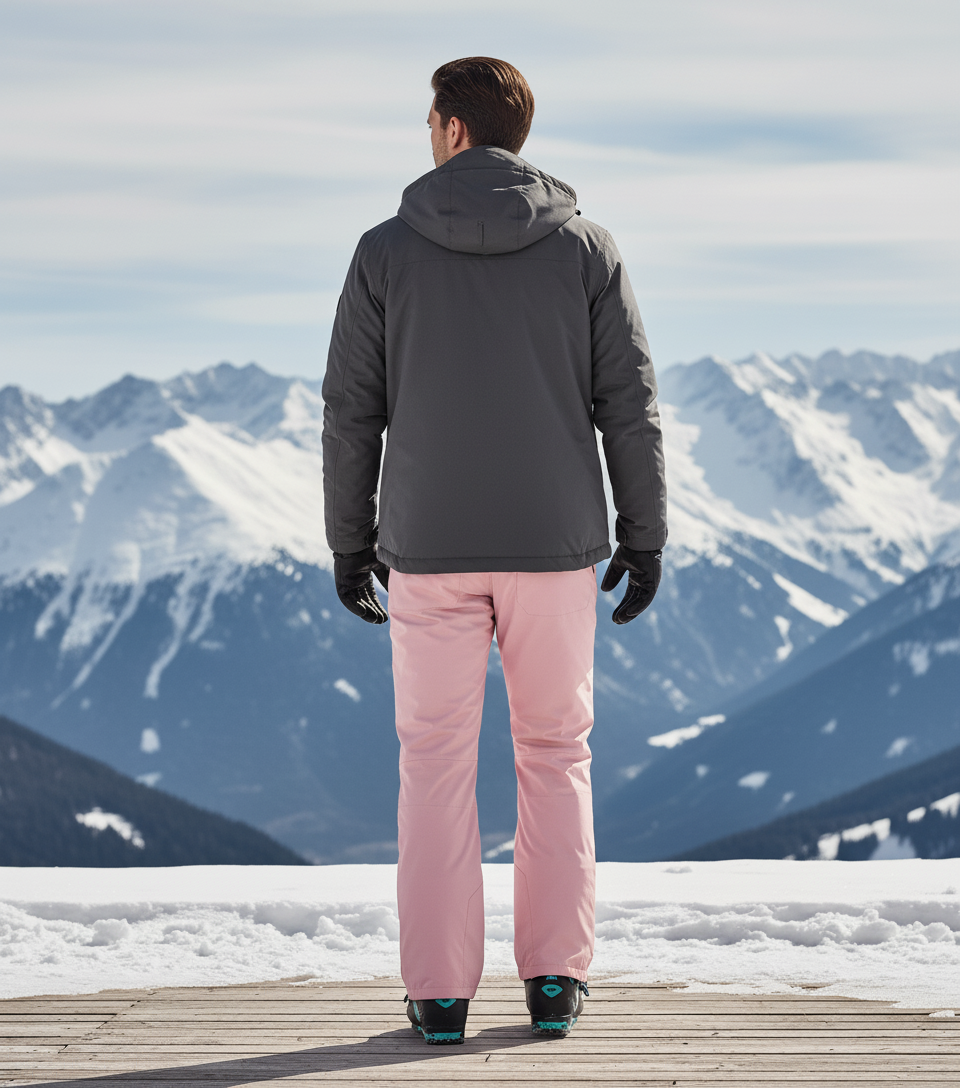 Pantalon De Ski Rose Pâle Imperméable Ample Homme - Polyester - vue 2