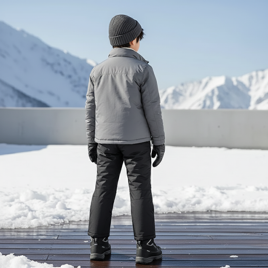 Pantalon De Ski Noir Matelassé Chaud Enfant Hiver - Polyester - vue 2