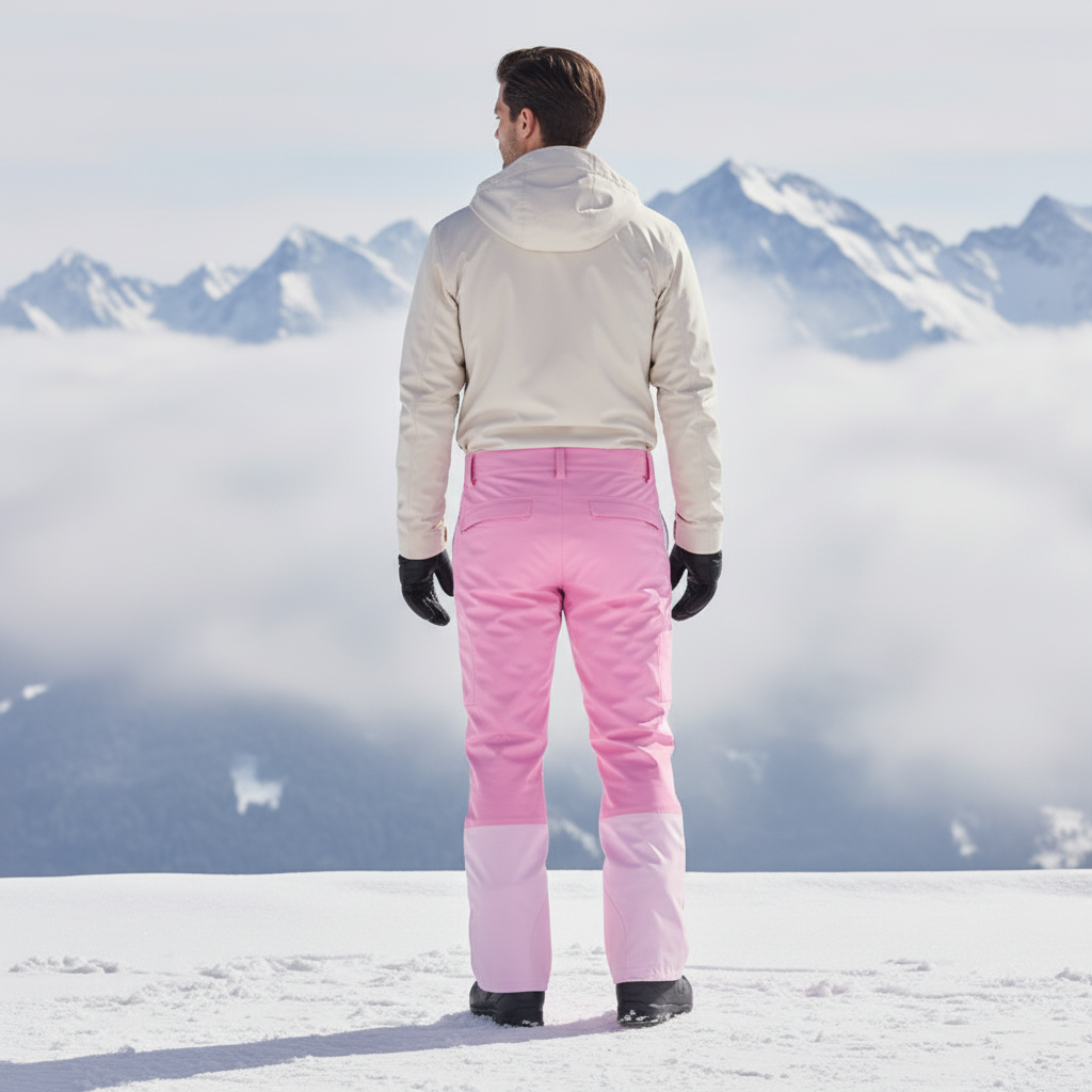 Pantalon De Ski Rose Imperméable Homme Salopette Coupe Droite - Polyester - vue 2