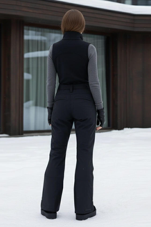 Pantalon De Ski Noir Femme Ample Coupe Droite Élégant - Polyester - vue 2