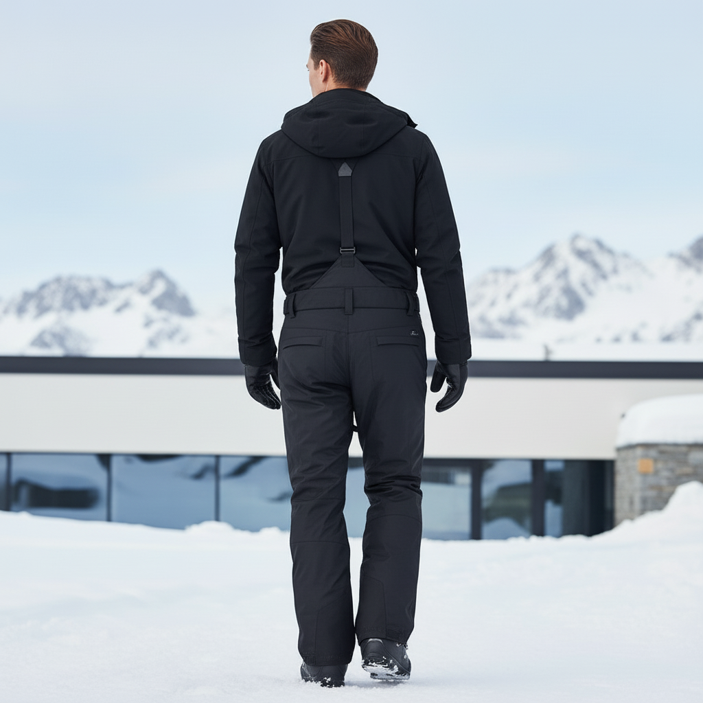 Pantalon De Ski Noir Homme Imperméable Bretelles Hiver - Polyester - vue 2