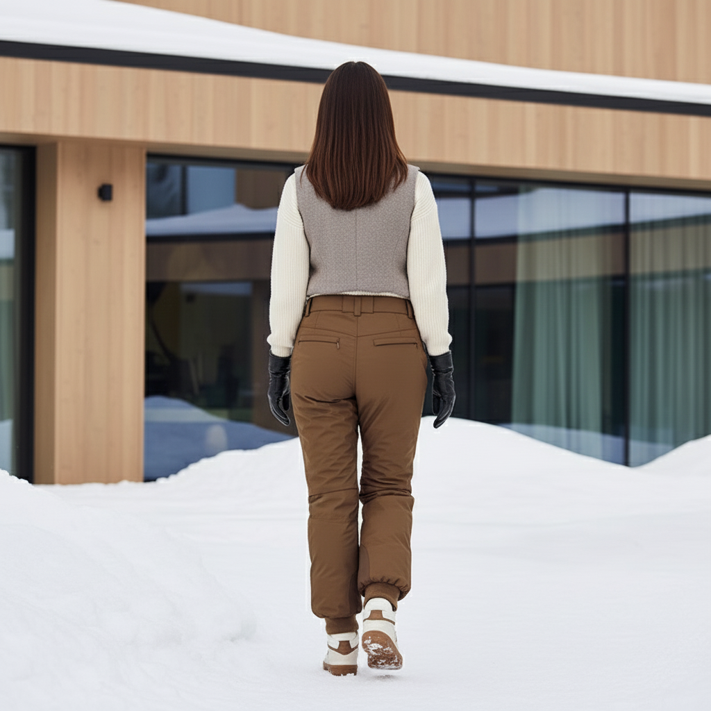 Pantalon De Ski Marron Ample Imperméable Motif Mignon - Polyester - vue 2