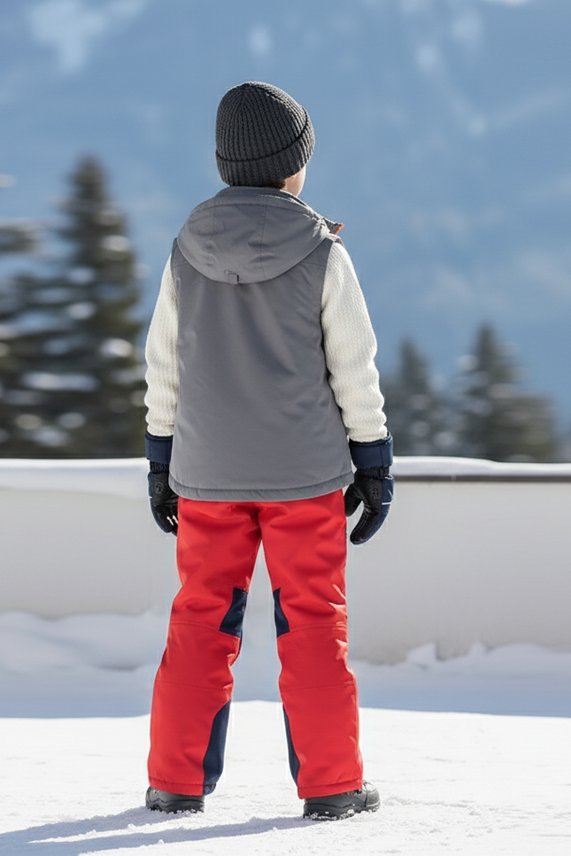 Pantalon De Ski Rouge Enfant Imperméable Doublé Hiver - Polyester - vue 2