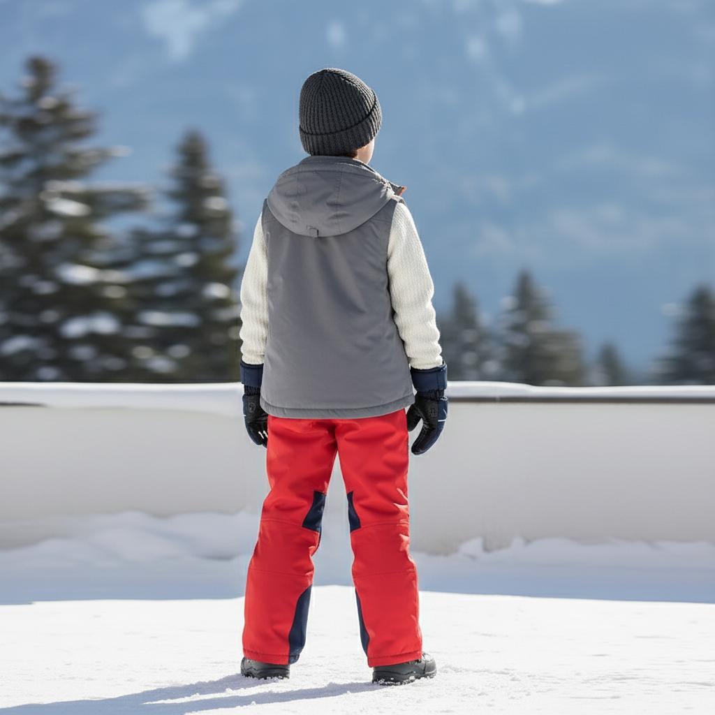 Pantalon De Ski Rouge Enfant Imperméable Doublé Hiver - Polyester - vue 2