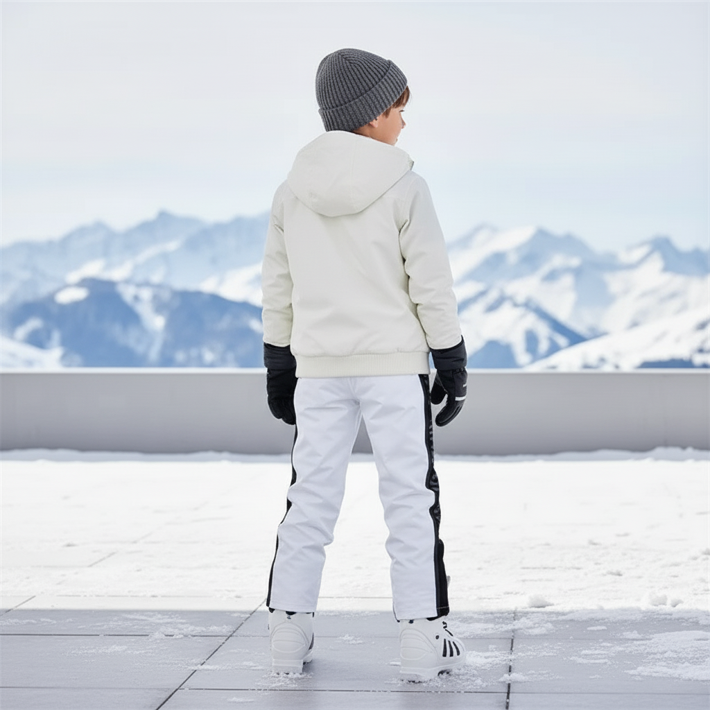 Pantalon De Ski Blanc Noir Imperméable Enfant Hiver - Polyester - vue 2