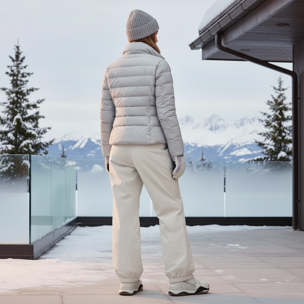 Pantalon De Ski Crème Ample Imperméable Femme Hiver - Beige Polyester - vue 2