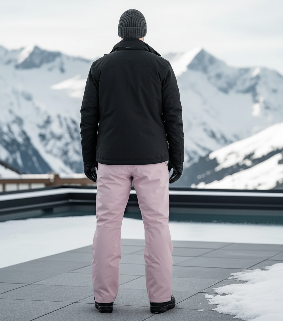 Pantalon De Ski Rose Pâle Imperméable Unisexe Neige Coupe Droite - Polyester - vue 2