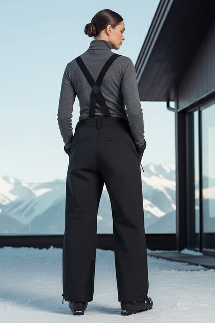 Pantalon De Ski Noir Ample Imperméable Unisexe Bretelles Hiver - Polyester - vue 2