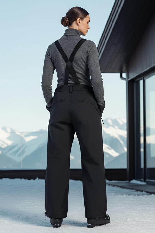 Pantalon De Ski Noir Ample Imperméable Unisexe Bretelles Hiver - Polyester - vue 2