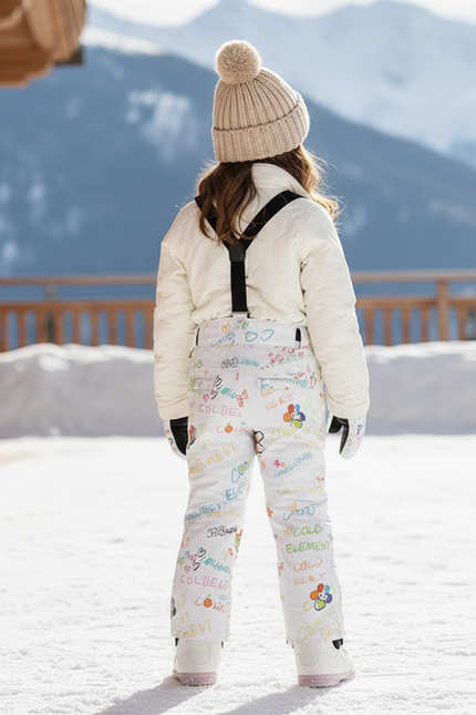 Pantalon De Ski Blanc Imprimé Coloré Enfant Chaud - Polyester - vue 2