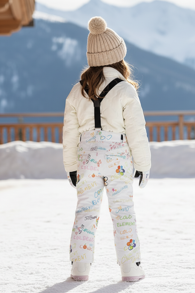 Pantalon De Ski Blanc Imprimé Coloré Enfant Chaud - Polyester - vue 2