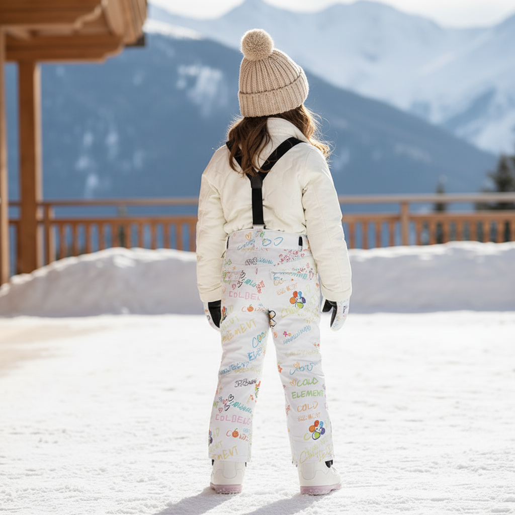 Pantalon De Ski Blanc Imprimé Coloré Enfant Chaud - Polyester - vue 2