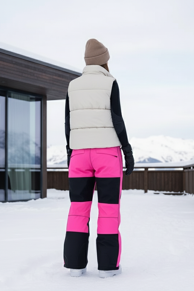Pantalon De Ski Noir Rose Imperméable Ample Femme - Multicolore Polyester - vue 2