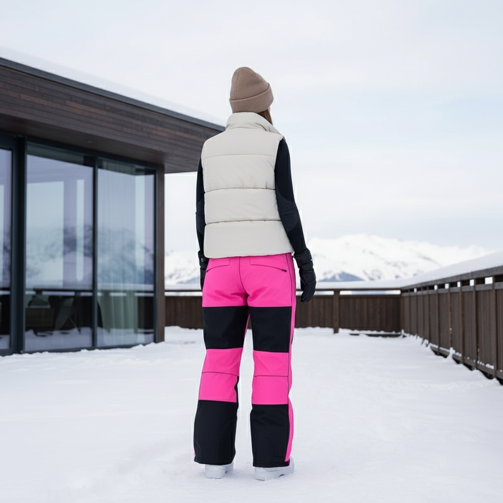 Pantalon De Ski Noir Rose Imperméable Ample Femme - Multicolore Polyester - vue 2