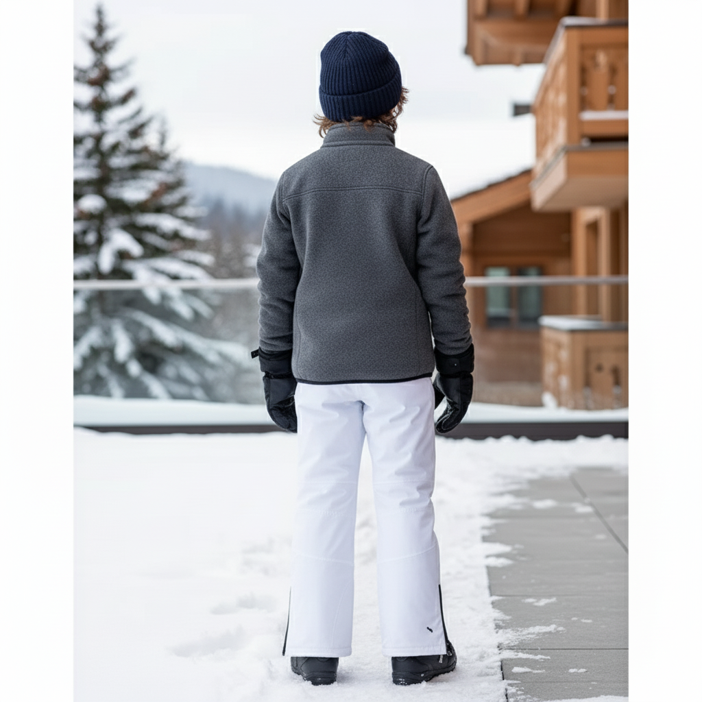 Pantalon De Ski Blanc Enfant Imperméable Chaud Hiver - Polyester - vue 2