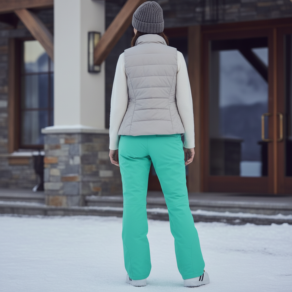 Pantalon De Ski Femme Turquoise Imperméable Cargo Ample - Vert Polyester - vue 2